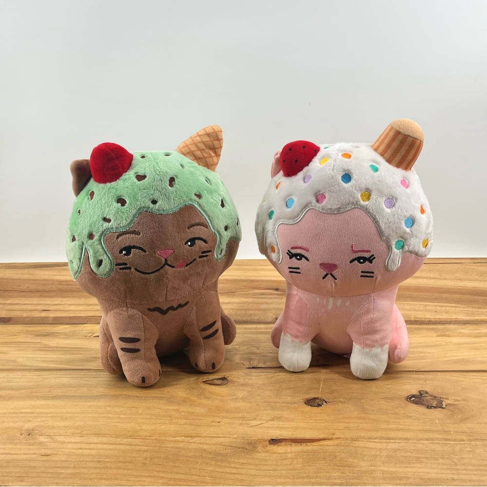 Chocolate And Pink Ice Cream Cat Plush Toy Mariah Elizabeth